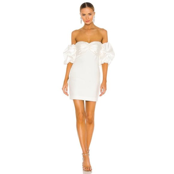 cinq a sept Dresses & Skirts - cinq a sept White Off-Shoulder Puff Sleeve Mini Dress